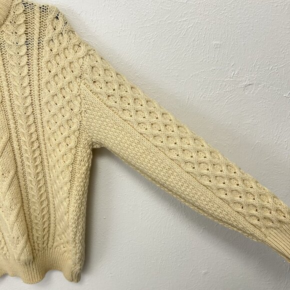 Vintage 70s Cream Kilspindie Irish Cable Fisherman's Sweater Wool Sz L Scotland - Picture 4 of 11